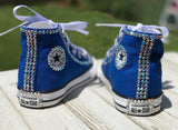 Blue Converse Bling Sneakers, Infants and Toddler Shoe Size 2-9 (Hard Sole)