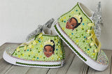 Princess Tiana Blinged Converse Sneakers, Infants and Toddler Shoe Size 2-9 (Hard Sole)
