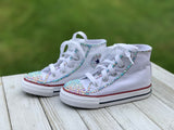 White Bling Converse Sneakers, Little Kids Shoe Size 10-2