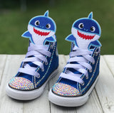 Baby Shark Blue Converse, Infants and Toddler Shoe Size 2-10 (Hard Sole), Blue Baby Shark