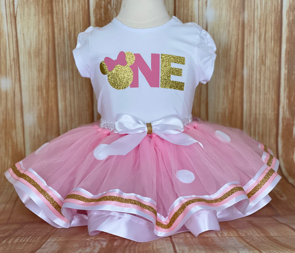 Minnie Mouse First Birthday Tutu Outfit, Minnie Mouse Birthday Outfit