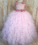 Blush Lace Ruffled Tutu Dress