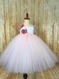 Blush Flower Girl Dress,  Blush and White Flower Girl Dress