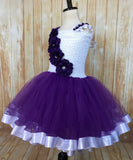 Purple and White Ribbon Trim Tutu, Purple Tutu Dress - Little Ladybug Tutus