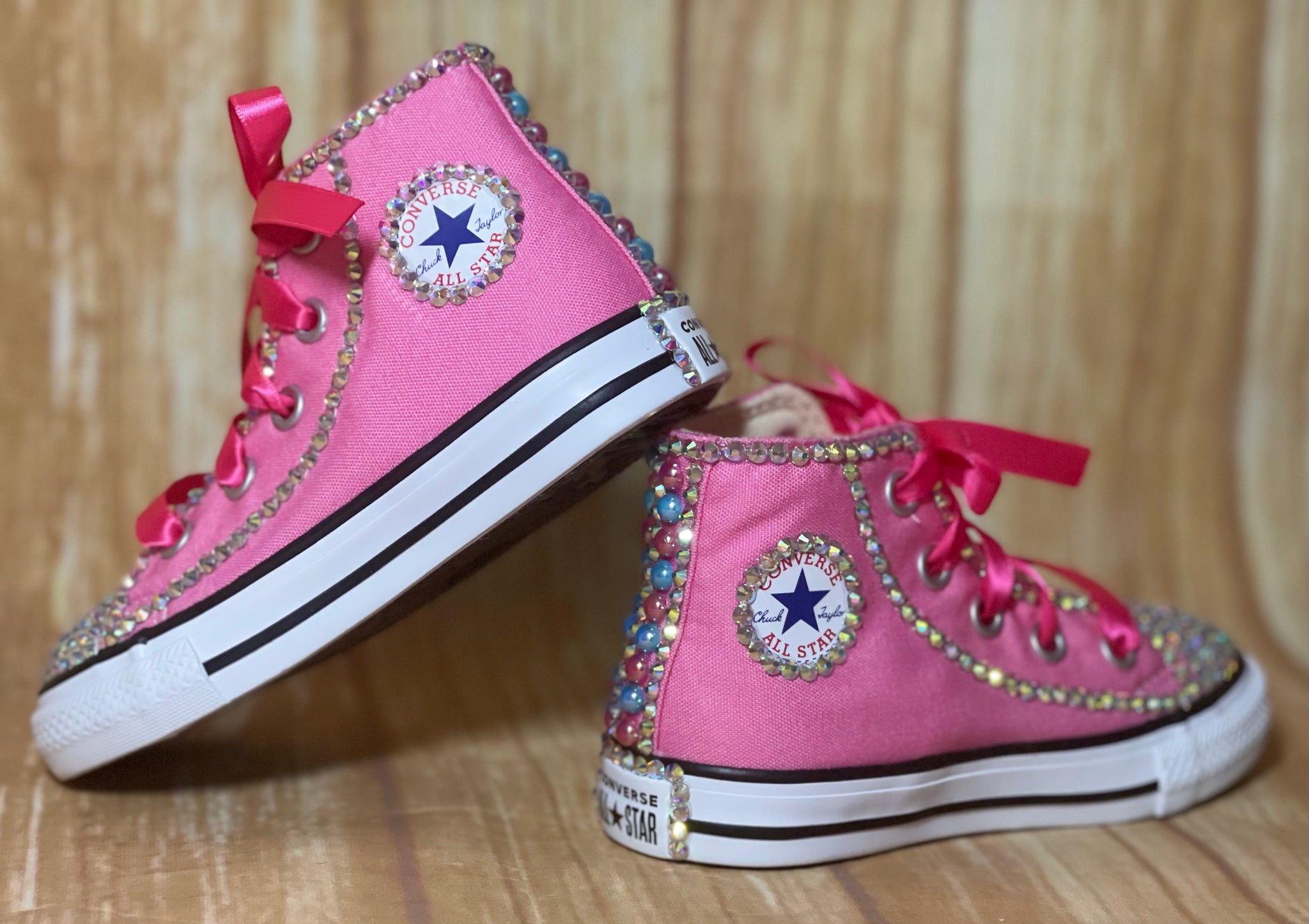 Pink Touch of Bling Converse Sneakers, Little Kids Shoe Size 11-3