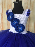 Royal Blue and White Ribbon Trimmed Tutu, Blue Tutu Dress - Little Ladybug Tutus