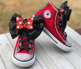 Minnie Mouse Blinged Converse Shoes, Little Kids Sneaker Size 10-3