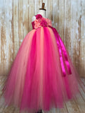 Fuchsia, Peach & Coral Tutu, Fuchsia Flower Girl Dress, Hot Pink Tutu Dress