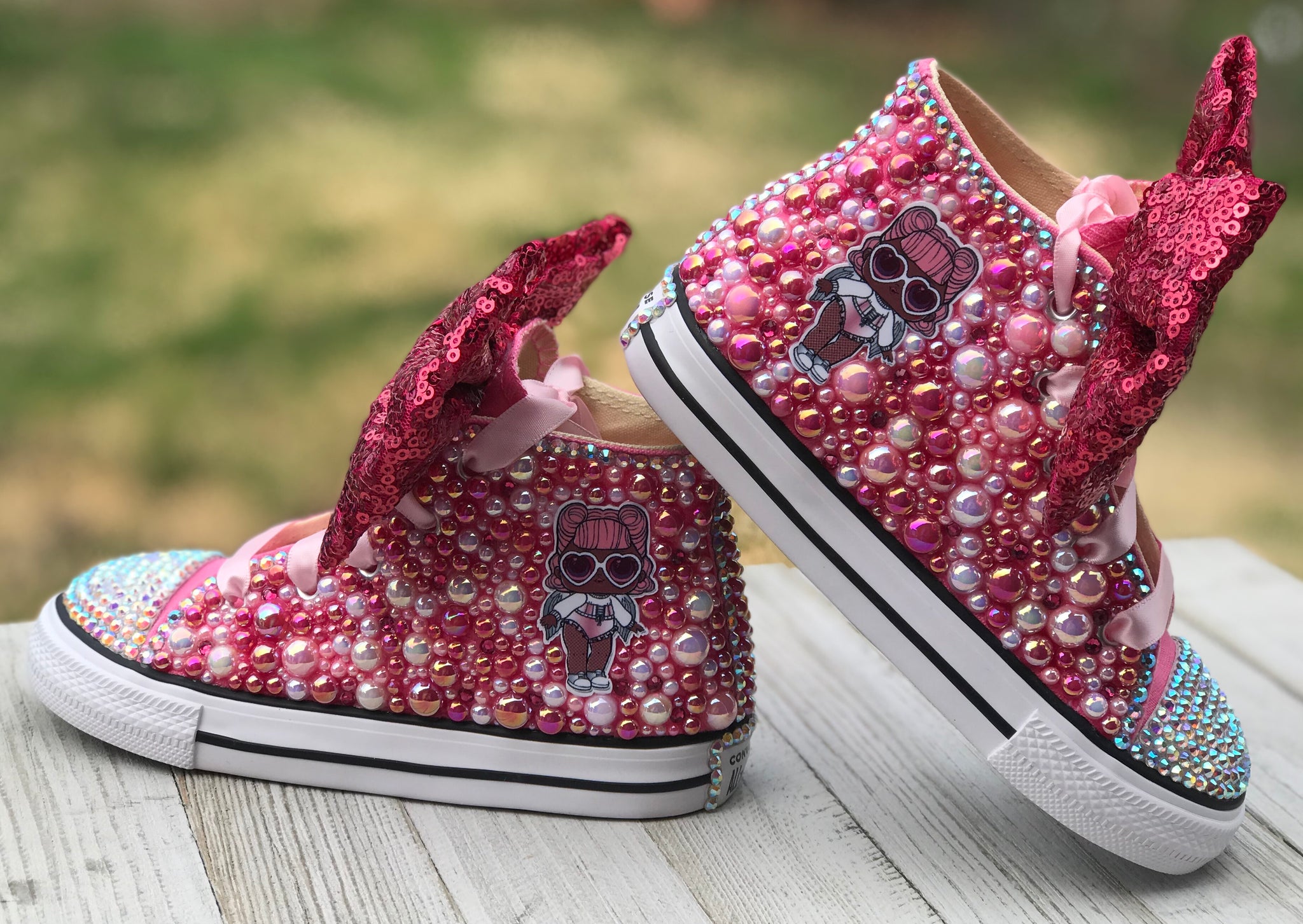 Pink Touch of Bling Converse Sneakers, Little Kids Shoe Size 11-3