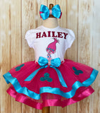 Trolls Poppy Birthday Tutu Outfit includes shirt, tutu skirt and hairbow