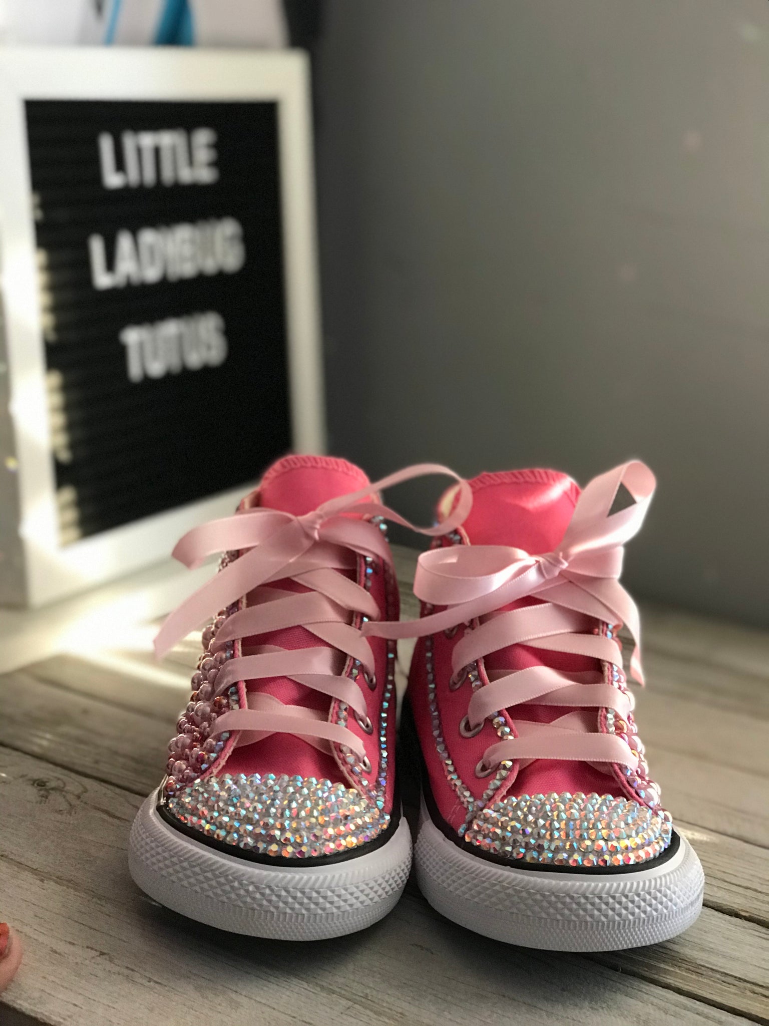 Pink Touch of Bling Converse Sneakers, Little Kids Shoe Size 11-3