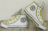Princess Tiana Blinged Converse Sneakers, Infants and Toddler Shoe Size 2-9 (Hard Sole)