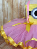 Minion Ribbon Tutu, Minion Tutu Dress, Pink Minion Costume, Girls Pink Minion Dress