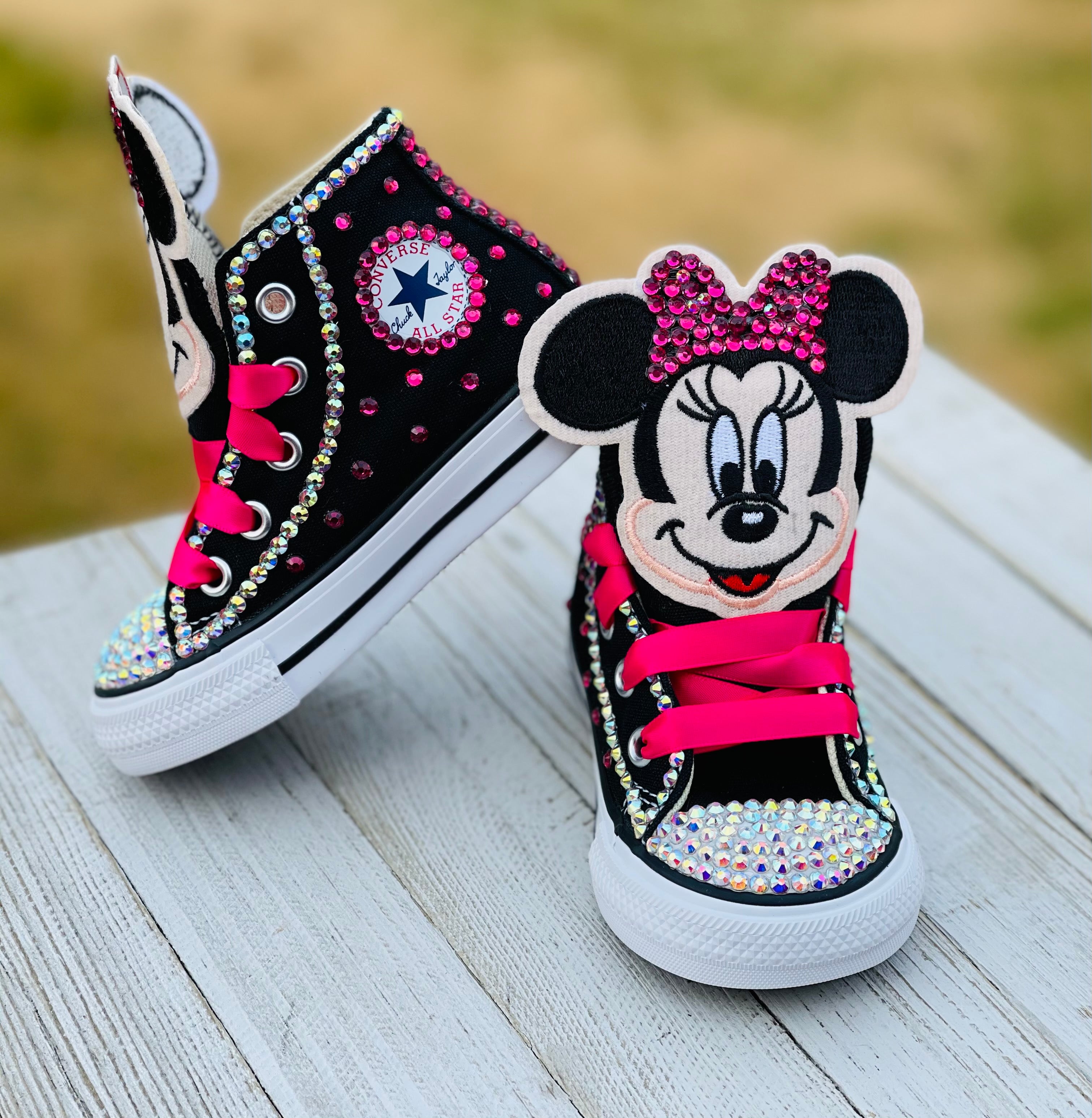 Skriv email Ruin fløde Girls Blinged Minnie Mouse Converse Sneakers | Little Ladybug Tutus