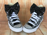 Black and White Blinged Converse, Big Kids Shoe Size 3-6