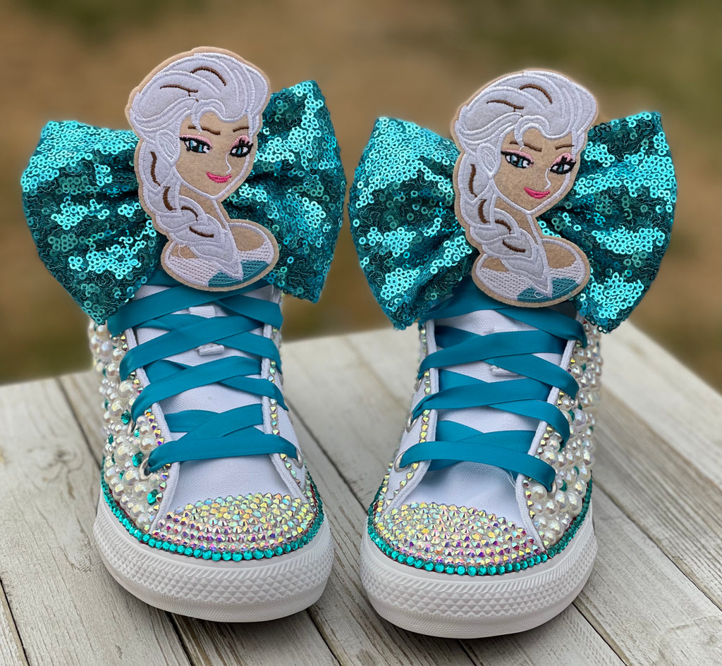 Frozen Elsa Blinged Converse, Little Kids Shoe Size 10-3