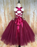 Burgundy and Champagne Tutu Dress, Burgundy Wine Flower Girls Dress, Fall Wedding Flower Girl - Little Ladybug Tutus