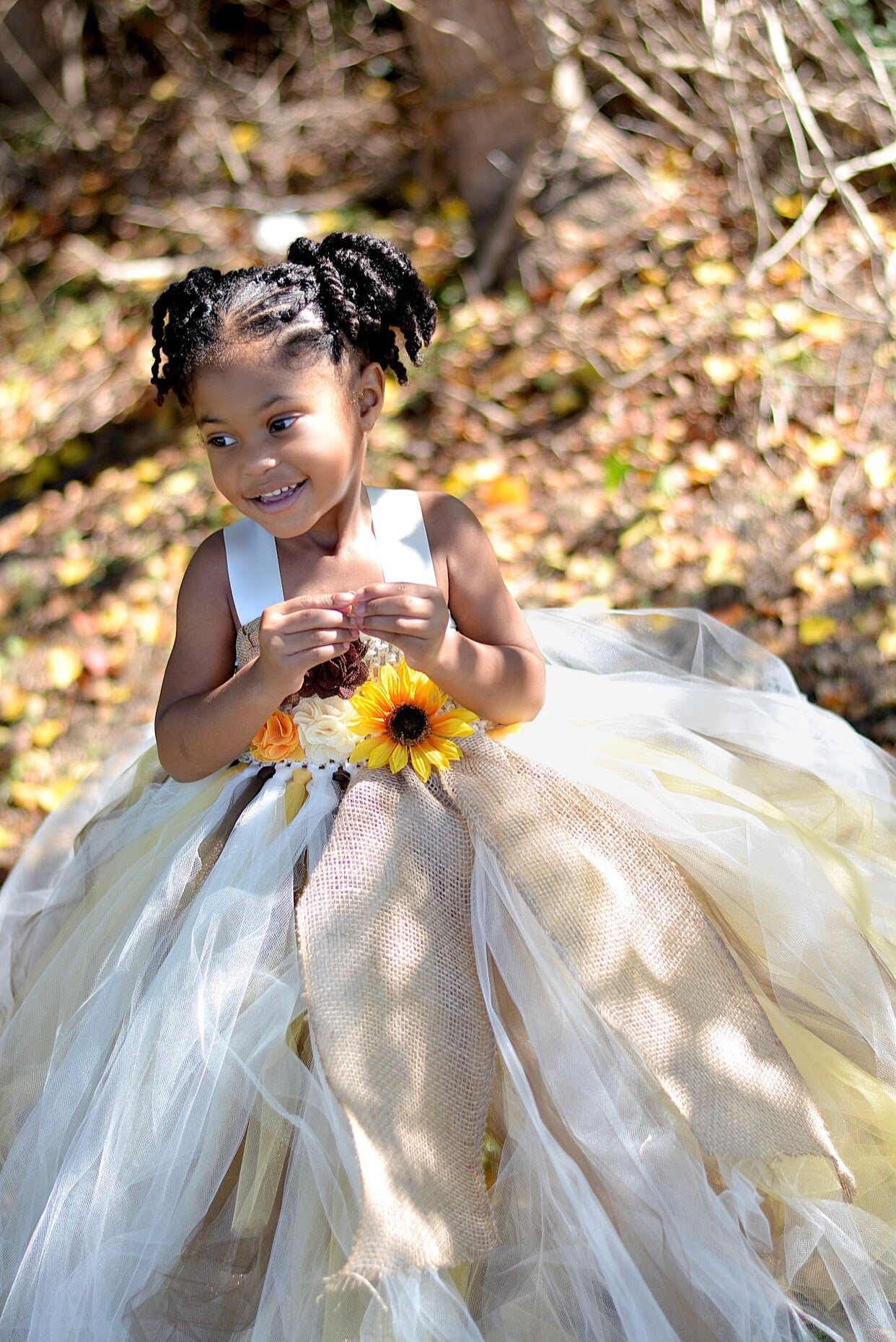Sunflower Burlap Tutu Dress Sunflower Flower Girls Dress Fall