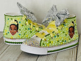 Princess Tiana Custom Converse, Little Kids Shoe Size 10-2