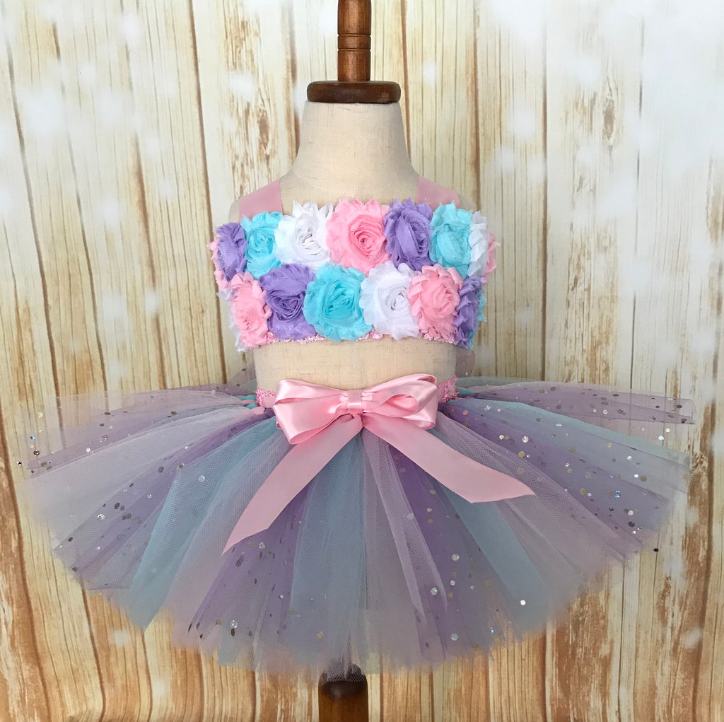 First Birthday Smash Cake Tutu Set, Lavender Pink and Aqua Smash Cake Tutu Outfit