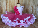 Pink and White Ribbon Trim Tutu, Pink Tutu Dress - Little Ladybug Tutus