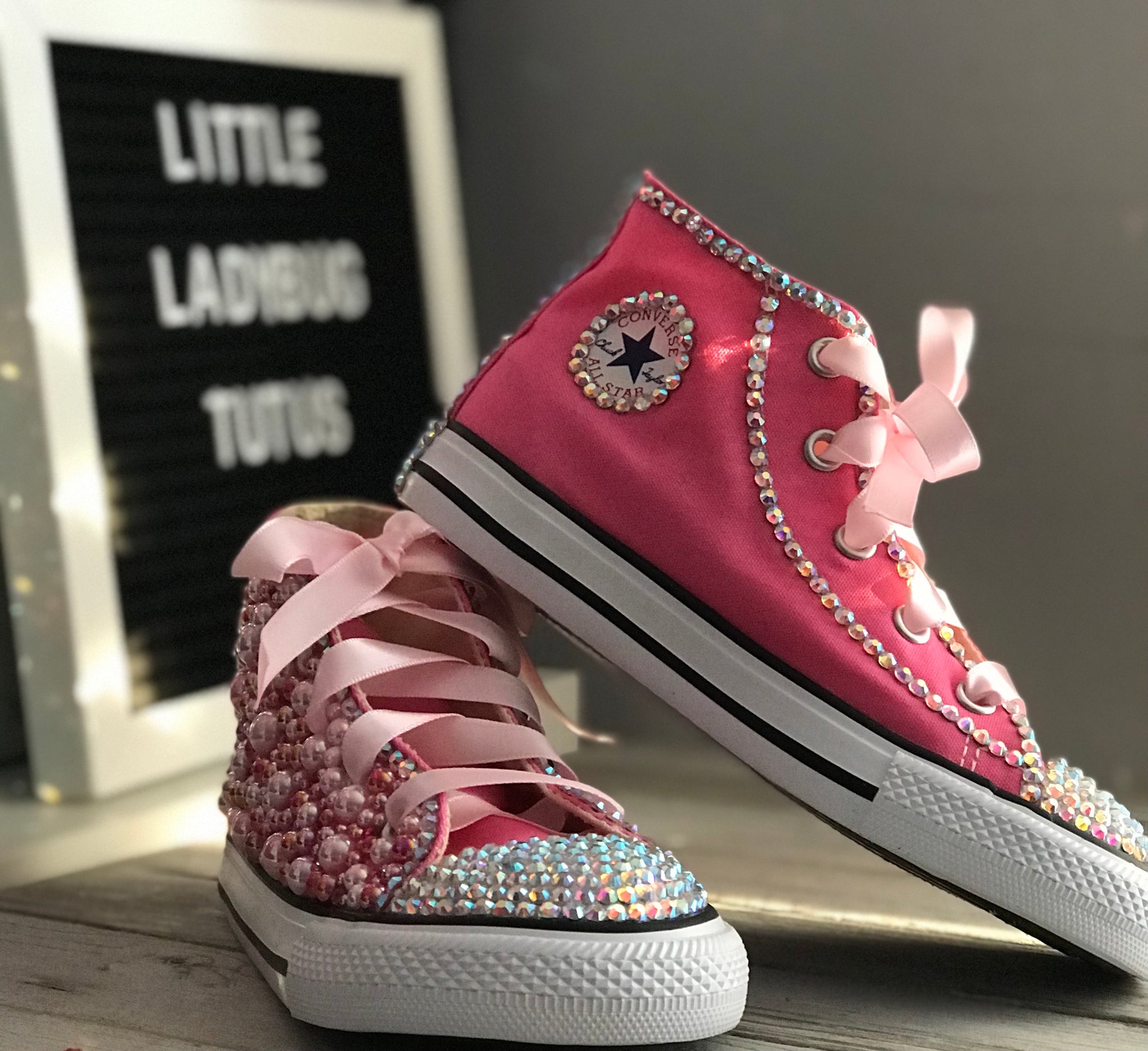 Academie satelliet Tijdig Pink Bedazzled Converse Sneakers | Little Ladybug Tutus