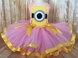 Minion Ribbon Tutu, Minion Tutu Dress, Pink Minion Costume, Girls Pink Minion Dress