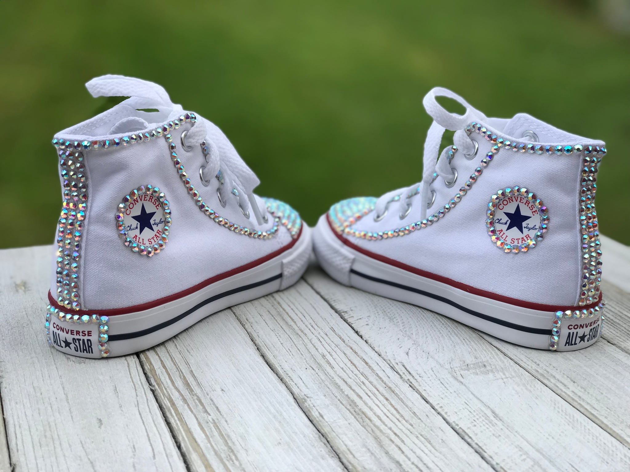 White Converse Bling Sneakers, Infants and Toddler Shoe Size 2-9 | Little Tutus