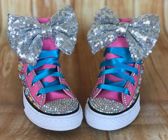 Jojo Blinged Bow Converse Sneakers, Little Kids Shoe Size 11-3