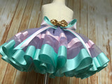 Ribbon Trimmed Fully Sewn Bolt Tulle Tutu Skirt, customized in any color choice - Little Ladybug Tutus