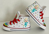 Cocomelon Blinged Converse Sneakers, Infants and Toddler Shoe Size 2-9