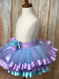 Ribbon Trimmed Tulle Tutu Skirt, customized in any color choice - Little Ladybug Tutus