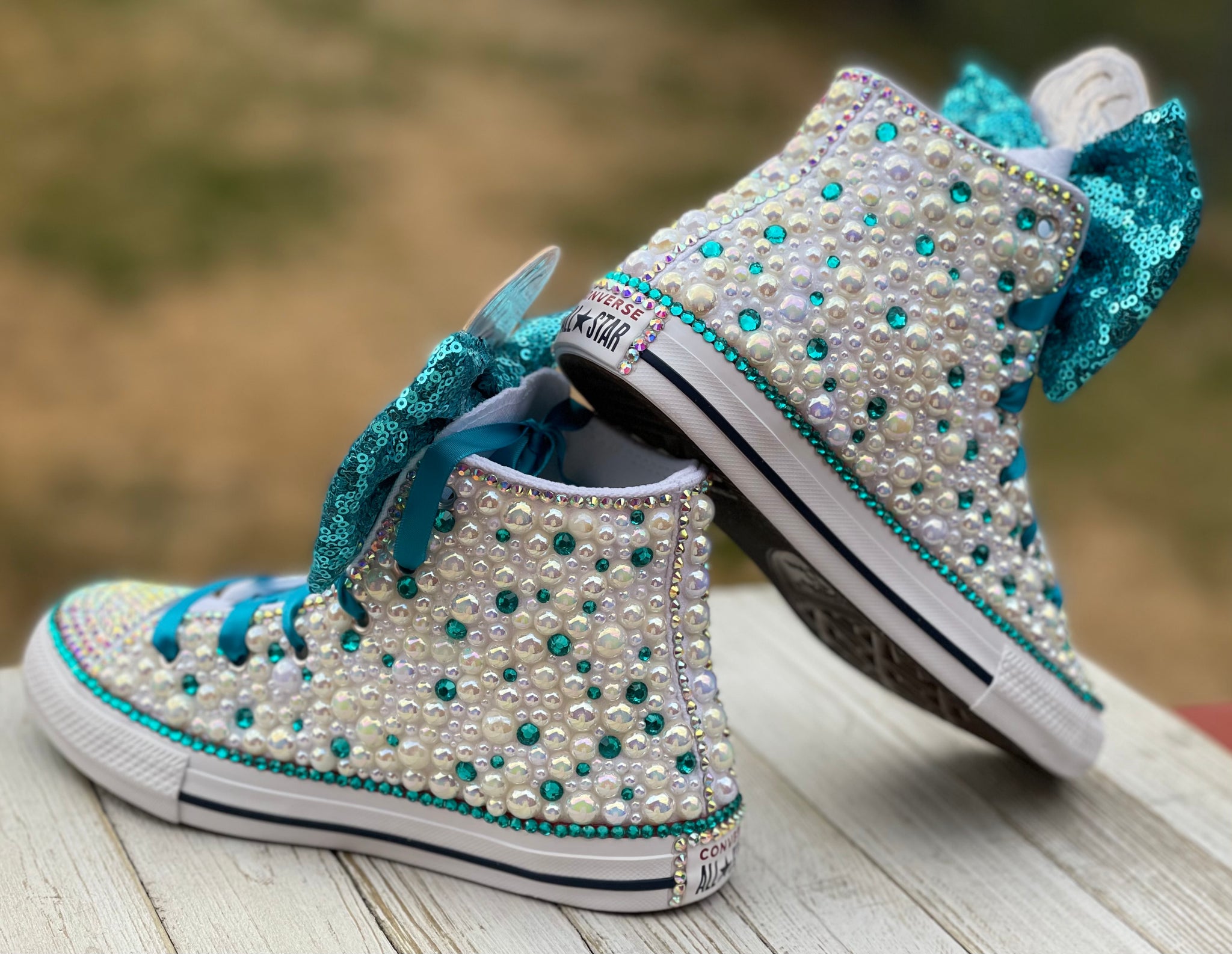 White Converse Bling Sneakers, Big Kid Shoe Size 3-6