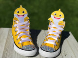 Baby Shark Converse, Infants and Toddler Shoe Size 2-9 (Hard Sole), Yellow Baby Shark