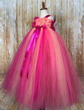 Fuchsia, Peach & Coral Tutu, Fuchsia Flower Girl Dress, Hot Pink Tutu Dress