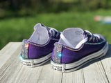 Purple Touch of Bling Low Top Converse Sneakers, Little Kids Shoe Size 10-3