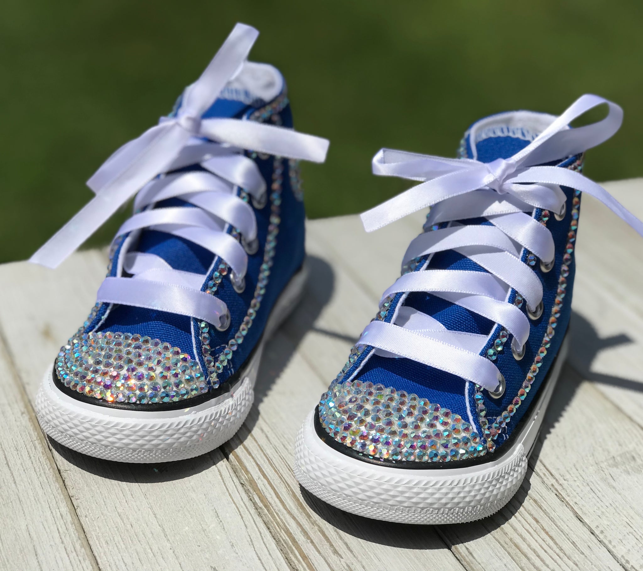 Blue Converse Bling Sneakers, Infants and Toddler Shoe 2-9 (Hard | Little Ladybug Tutus