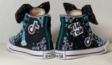 Tik Tok Blinged Converse Sneakers All Stars, Big Kids Shoe Size 3-6