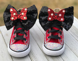 Minnie Mouse Blinged Converse Shoes, Little Kids Sneaker Size 10-3