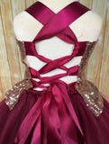 Burgundy and Champagne Tutu Dress, Burgundy Wine Flower Girls Dress, Fall Wedding Flower Girl - Little Ladybug Tutus