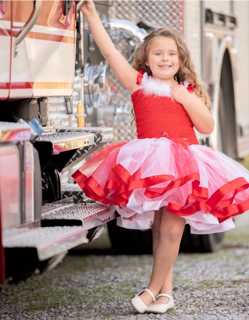 Candy Cane Tutu, Red and White Ribbon Trim Tutu, Christmas Party, Christmas Tutu