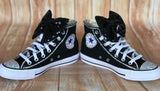 Black and White Blinged Custom Converse, Little Kids Shoe Size 10-2