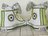 Princess Tiana Blinged Converse Sneakers, Infants and Toddler Shoe Size 2-9 (Hard Sole)