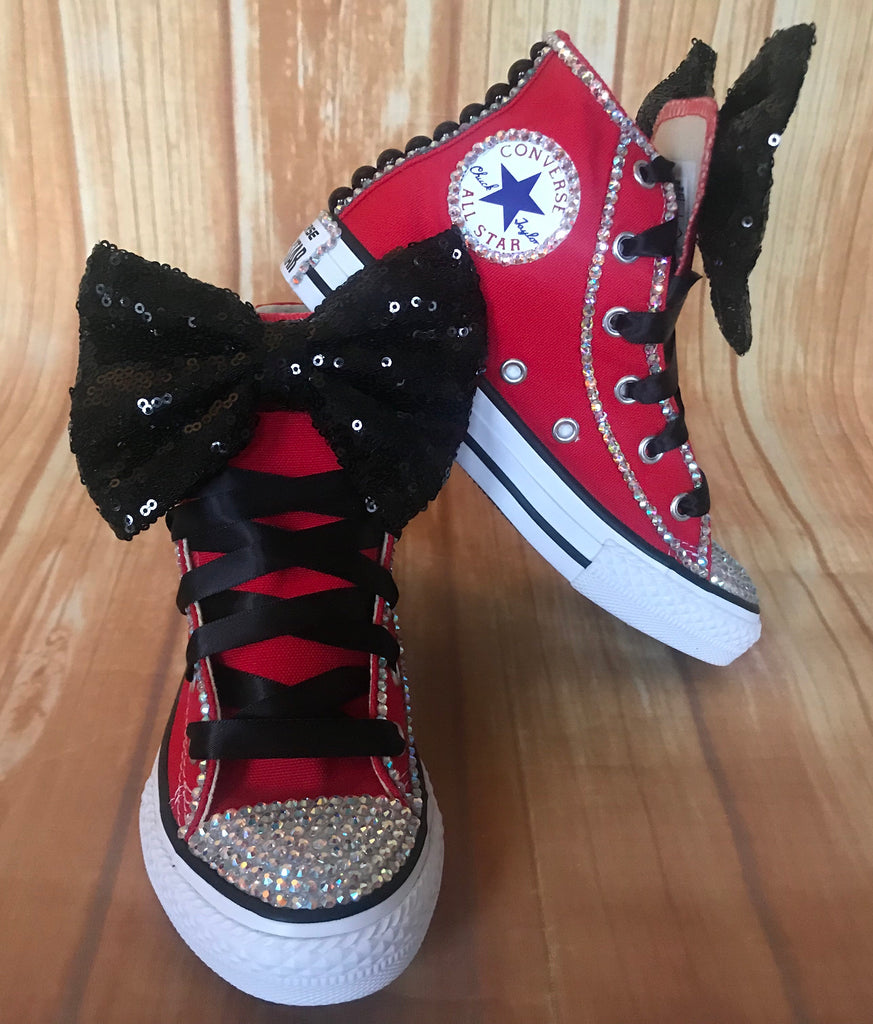 Red Touch of Bling Converse Sneakers, Little Kids Shoe Size 10-2