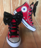 Red Touch of Bling Sneakers, Infants and Toddler Shoe Size 2-9 (Hard Sole)